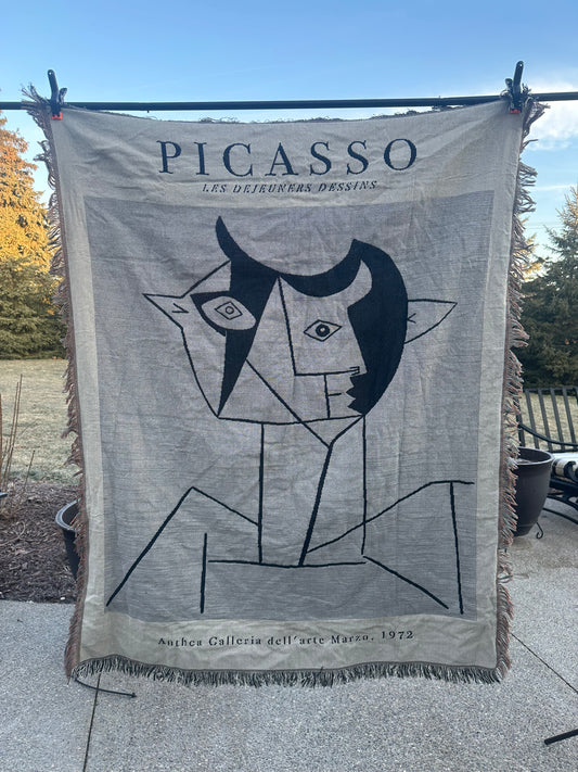 Picasso abstract art woven tapestry blanket - 100% cotton