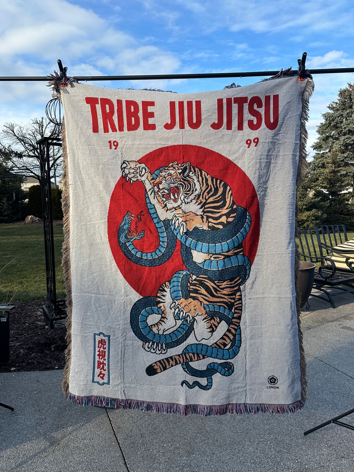 Jiu jitsu traditional woven tapestry blanket - 100% cotton