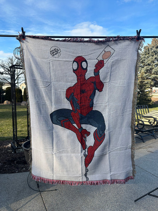 Comic spider man woven tapestry blanket - 100% cotton