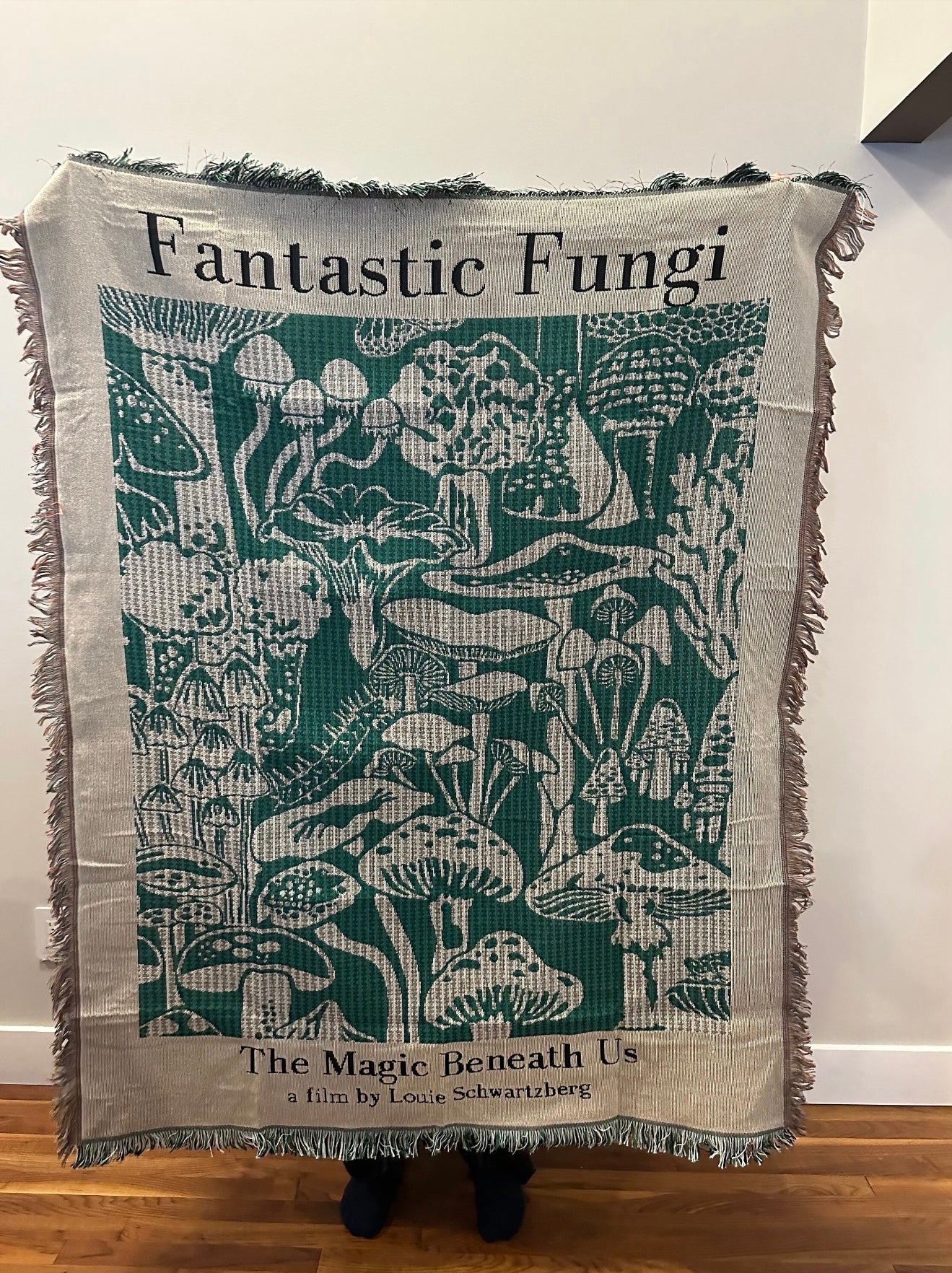 Fantastic fungi handmade mushroom woven tapestry blanket - 100% cotton